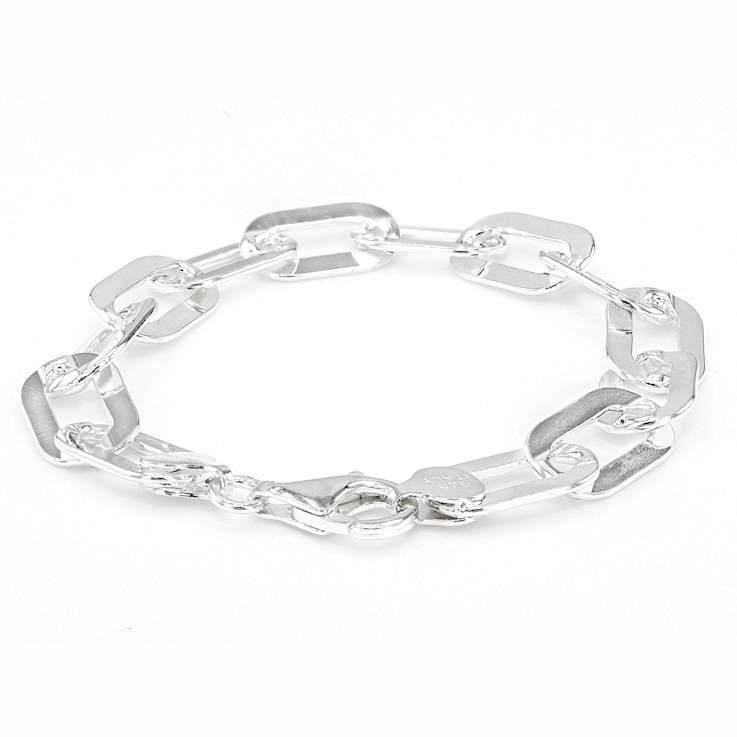 Wide Paperclip Link Bracelet In Sterling Silver