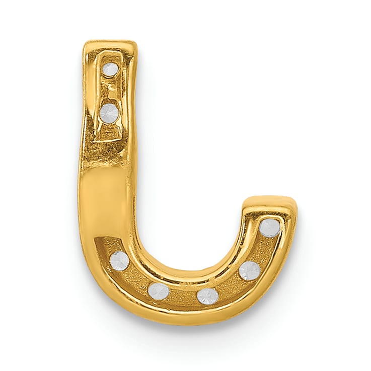 14K Yellow Gold Diamond Letter J Initial Charm