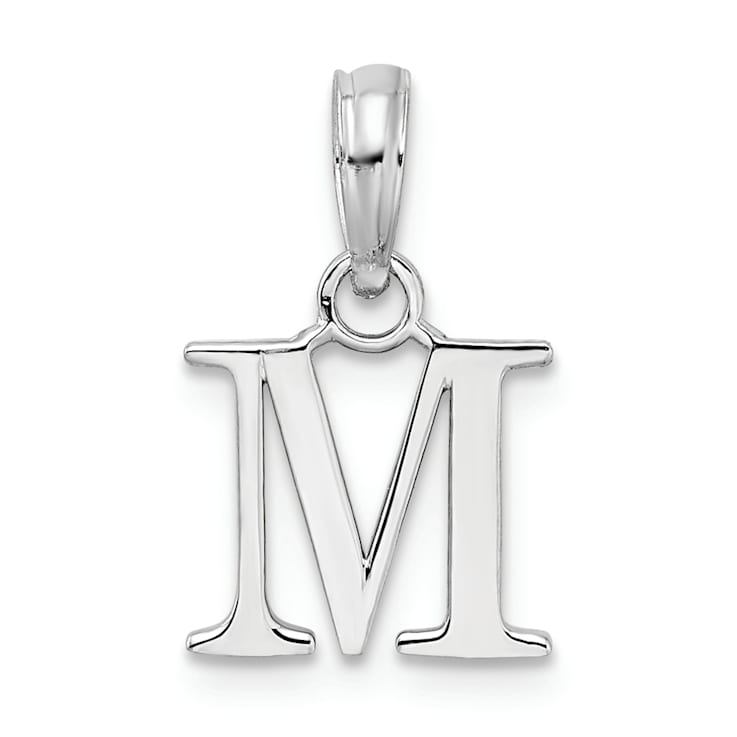 Sterling Silver Polished Block Initial -M- Pendant