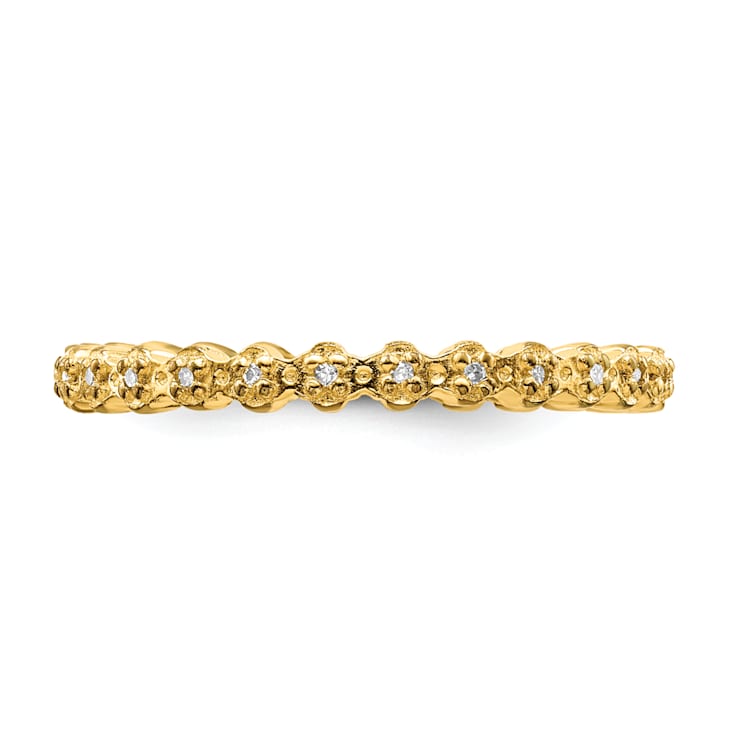 14K Yellow Gold Over Sterling Silver Stackable Expressions Diamond Ring 0.08ctw