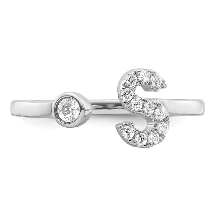 Rhodium Over 14K White Gold Lab Grown Diamond VS/SI GH, Initial S
Adjustable Ring