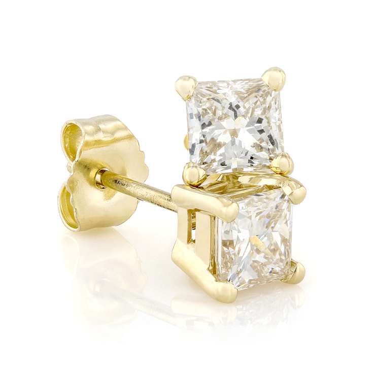 Lab-Grown Diamond Princess-Cut Stud Earrings In 14K Gold 1.00ctw