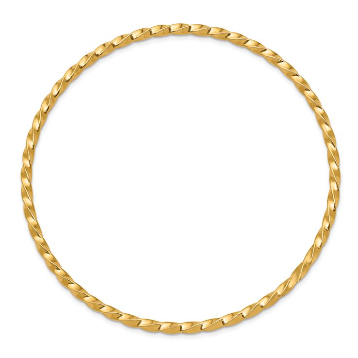 14k Yellow Gold 2.5mm Twisted Slip-on Bangle