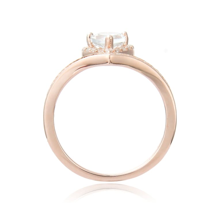 Pear Shape and Round White Topaz 14K Rose Gold Over Sterling Silver
Ring, 1.6ctw