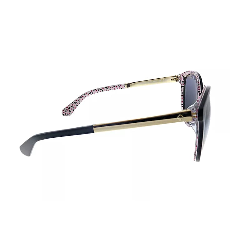 Kate Spade Karlena Black Pattern Round Frames / Gray Lenses Sunglasses