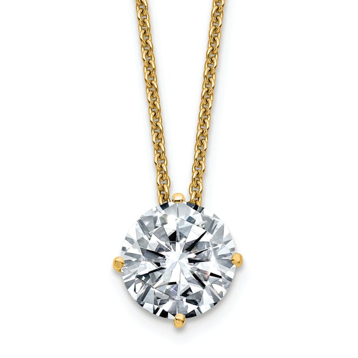 14K Yellow Gold 2 ct. 8.0mm Round G H I True Light Moissanite Solitaire
Pendant with Chain