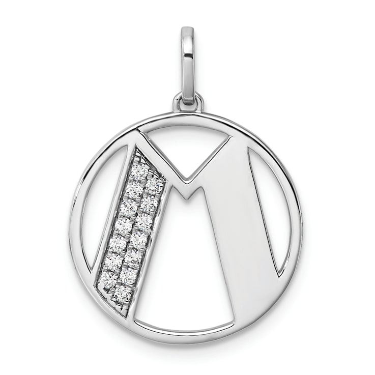 14K White Gold Gatsby Diamond Initial M Charm