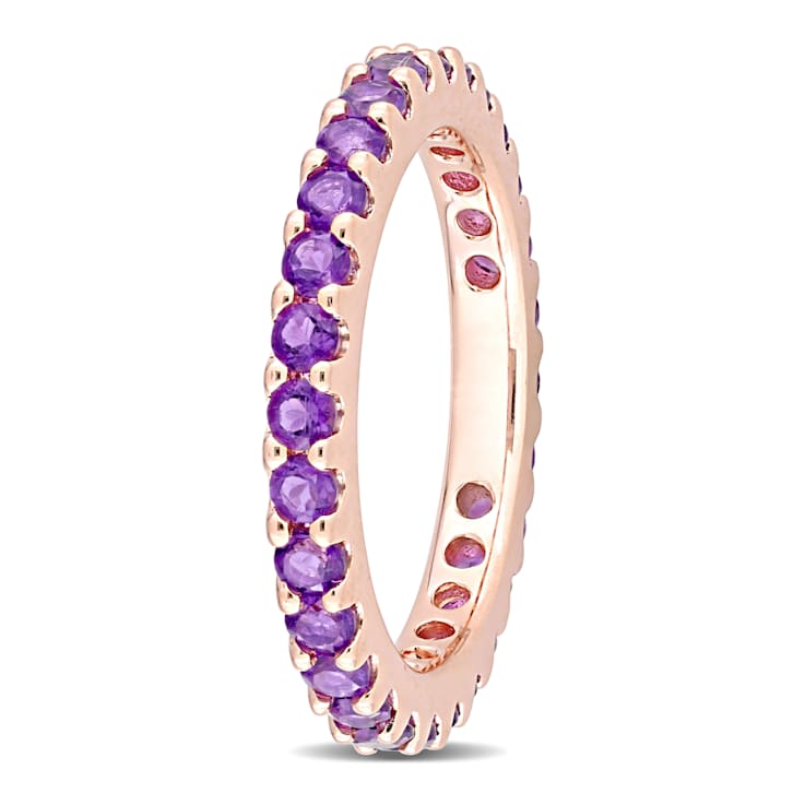 Amethyst 10K Rose Gold Eternity Ring 0.84ctw