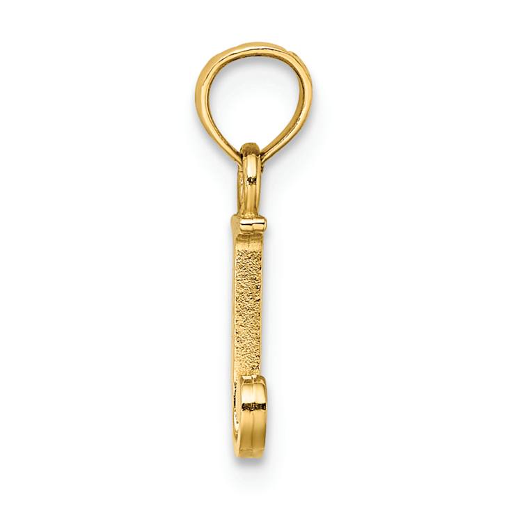 14k Yellow Gold Polished Block Letter J Initial Pendant