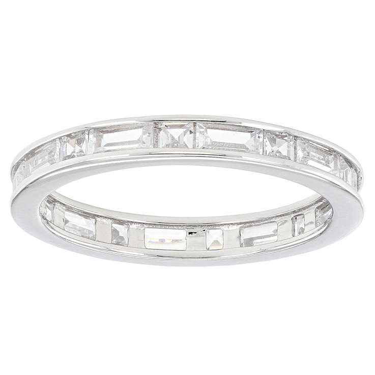 CZ Eternity Band Ring Set of 5 in Rhodium Over Sterling Silver