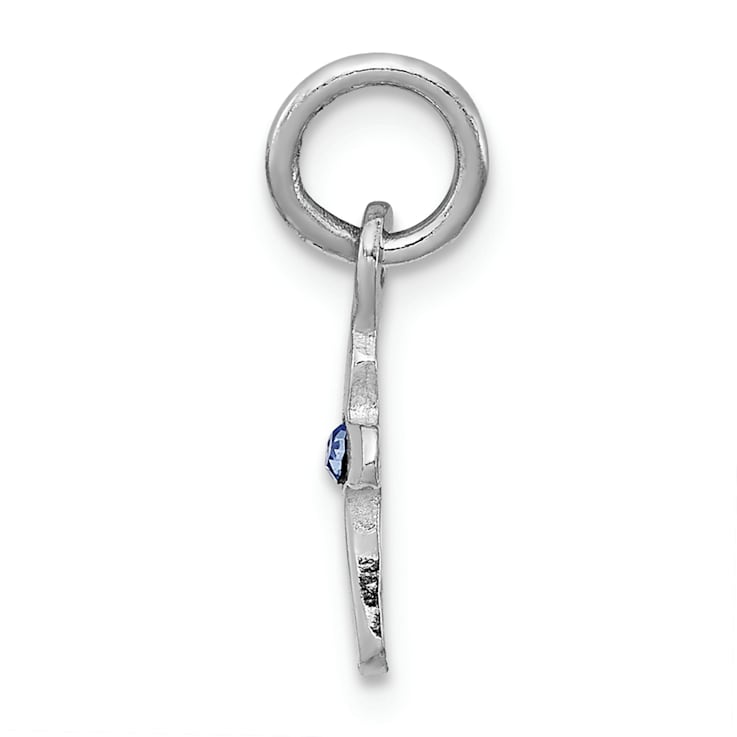 Rhodium Over Sterling Silver Child's December Blue Preciosca Crystal
Cross Pendant