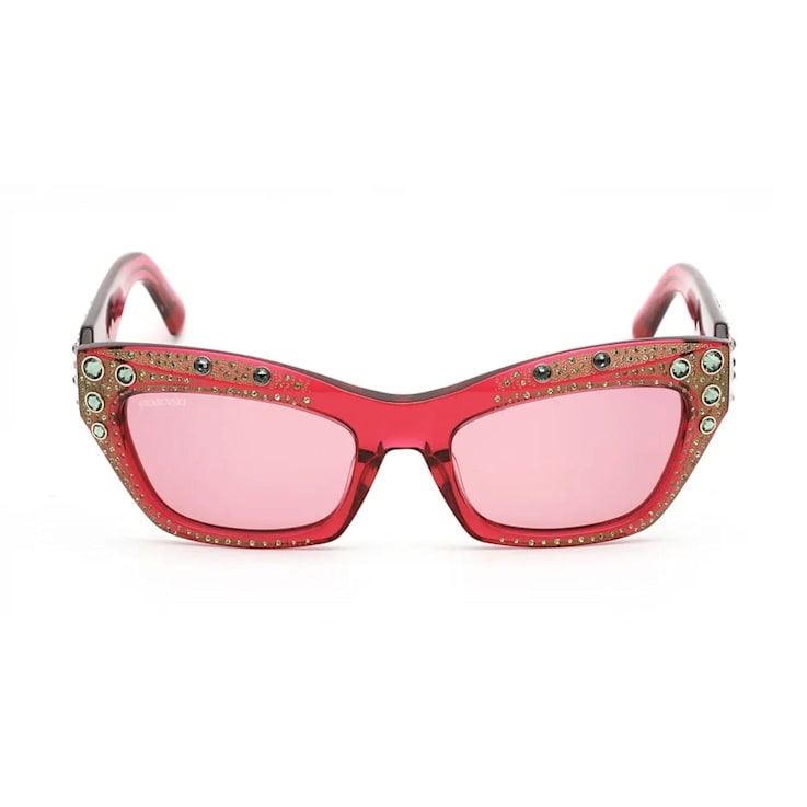 Swarovski Shiny Pink with Crystal Accent Frame / Bordeaux Lens Sunglasses