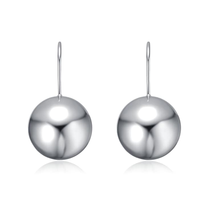 Ball Drop Earrings In Rhodium Over Brass