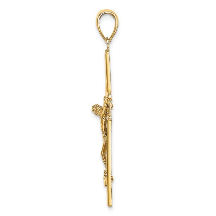14k Yellow Gold with Satin Finish Crucifix Charm