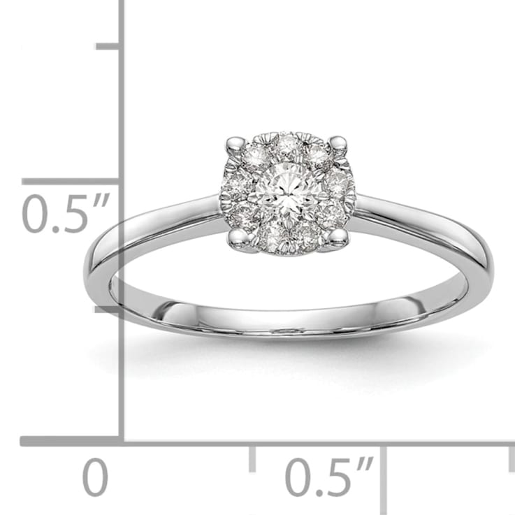 Rhodium Over 14K White Gold Diamond Cluster Engagement Ring 0.23ctw