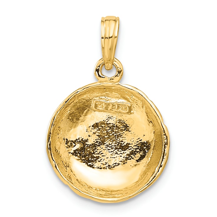 14k Yellow Gold Polished and Textured Open-backed Volleyball Pendant