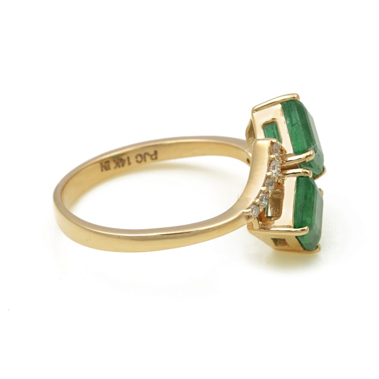 2.09 Ctw Emerald with 0.11 Ctw Diamond Ring in 14K YG