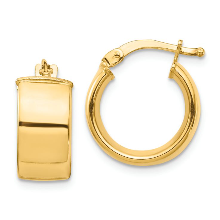14k Yellow Gold High Polished 5/8" Hoop Earrings