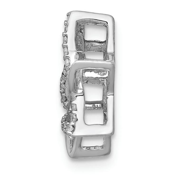Rhodium Over 14k White Gold Diamond Star of David Chain Slide Pendant