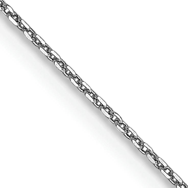 Rhodium Over 14k White Gold 0.65mm Solid Diamond-Cut Round Open Link
Cable 16 Inch Chain