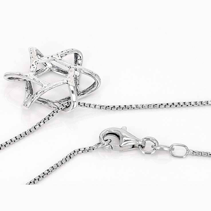 Star of David Pendant Necklace In Oxidized Sterling Silver