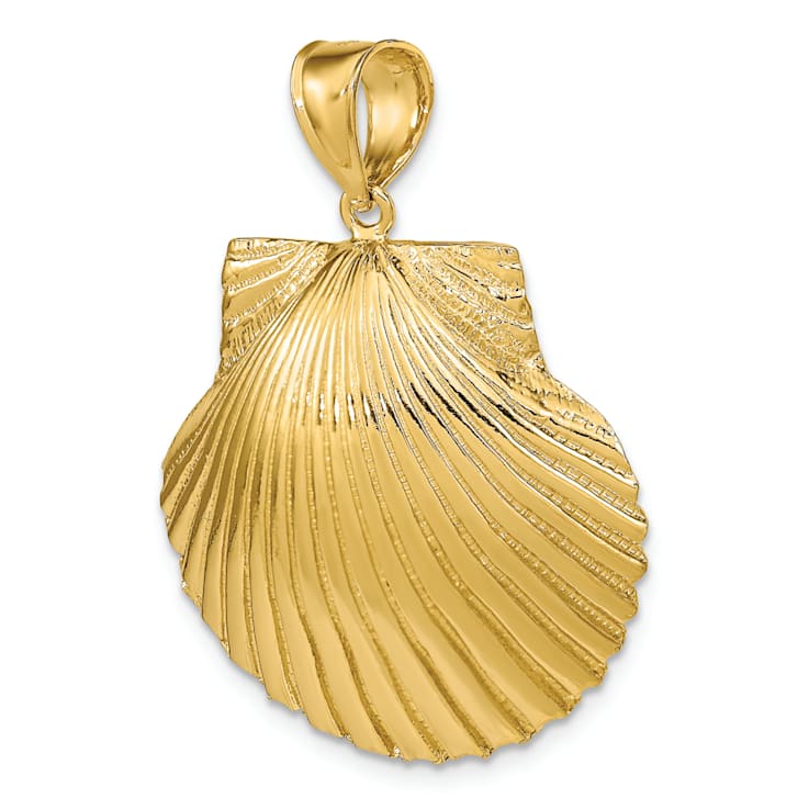 14k Yellow Gold Textured Scallop Shell Pendant