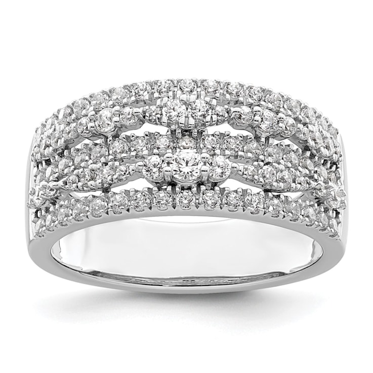 Rhodium Over 14K White Gold Diamond Band 0.88ctw