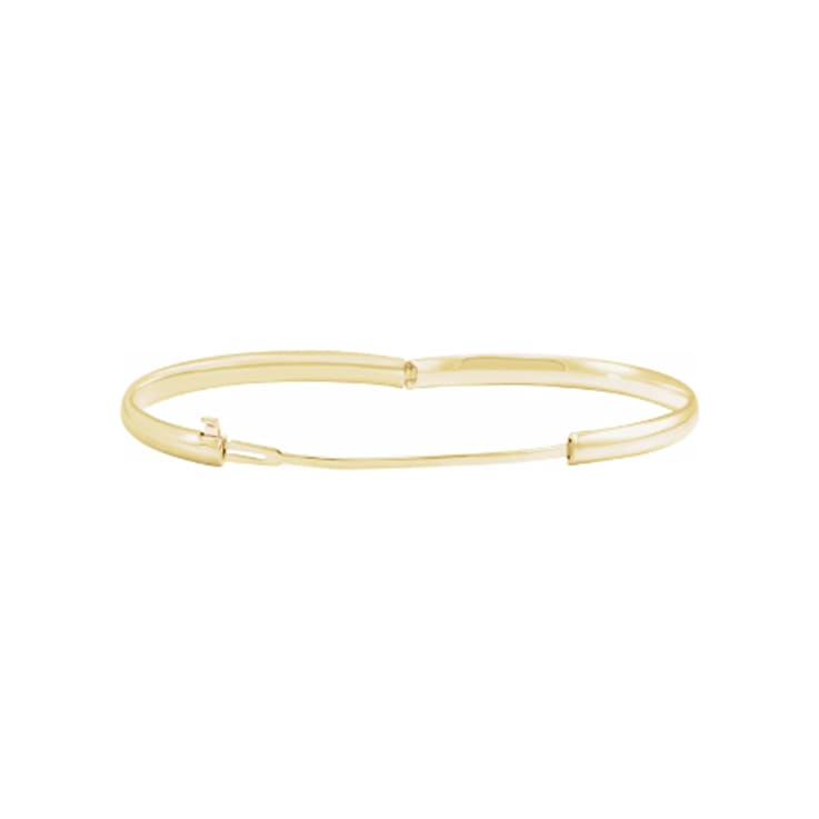 14K Yellow Gold Baby Bangle Bracelet with Snap Box Clasp, 5.5 Inches.