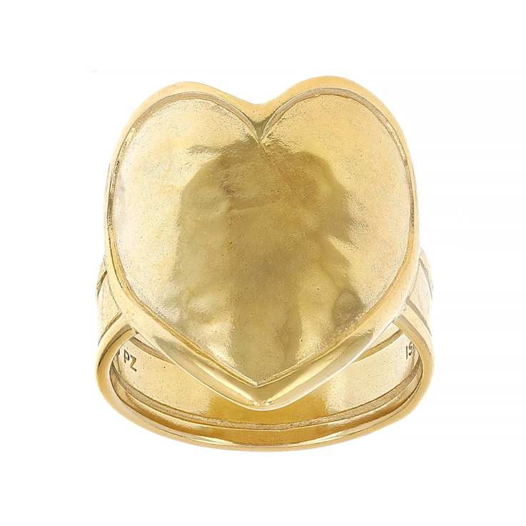 Hammered Heart Ring In 14K Gold Over Sterling Silver