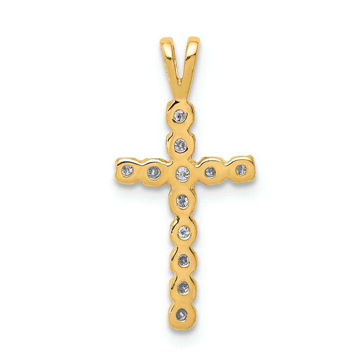14K Yellow Gold A Diamond Latin Cross Pendant