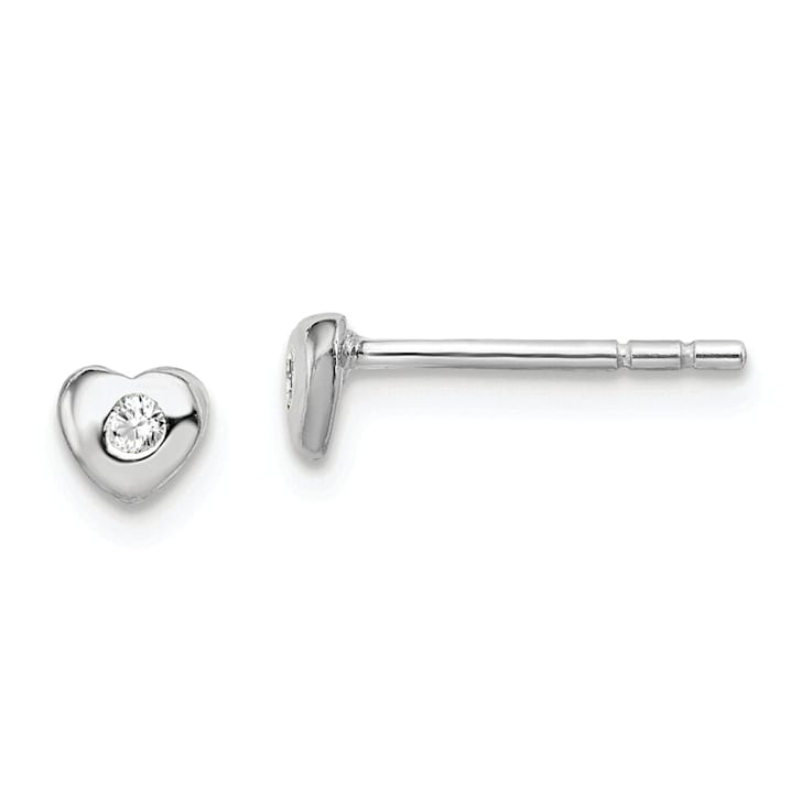 Sterling Silver Child's Preciosca Crystal Birthstone Heart Earrings Sterling Silver Child's Preciosca Crystal Birthstone Heart Earrings