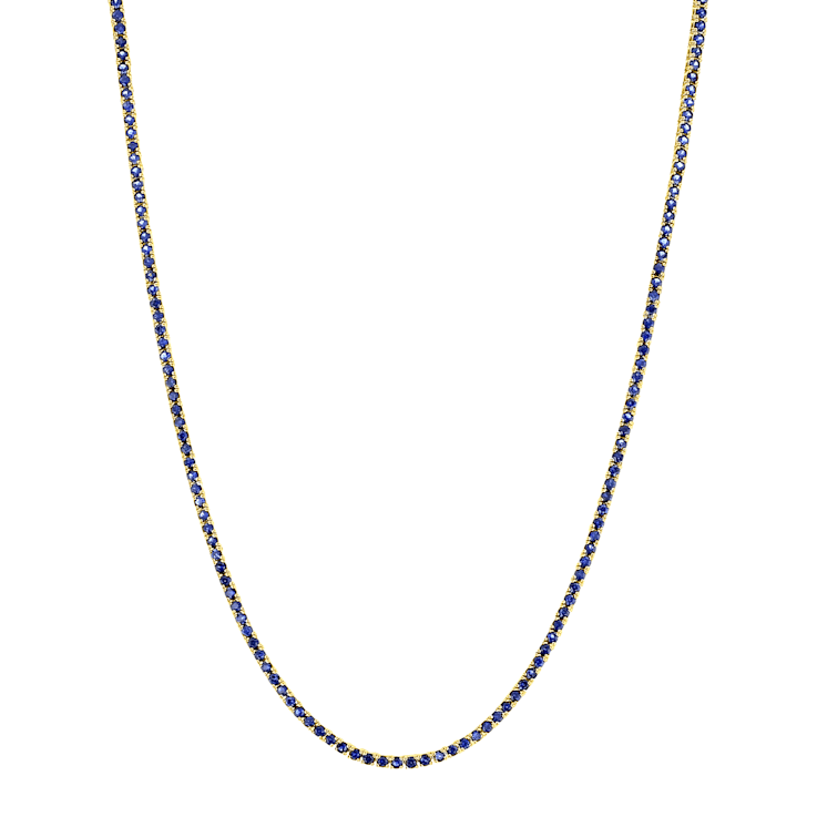 7.00ctw Sapphire 14k Yellow Gold Tennis Necklace, 17 Inches