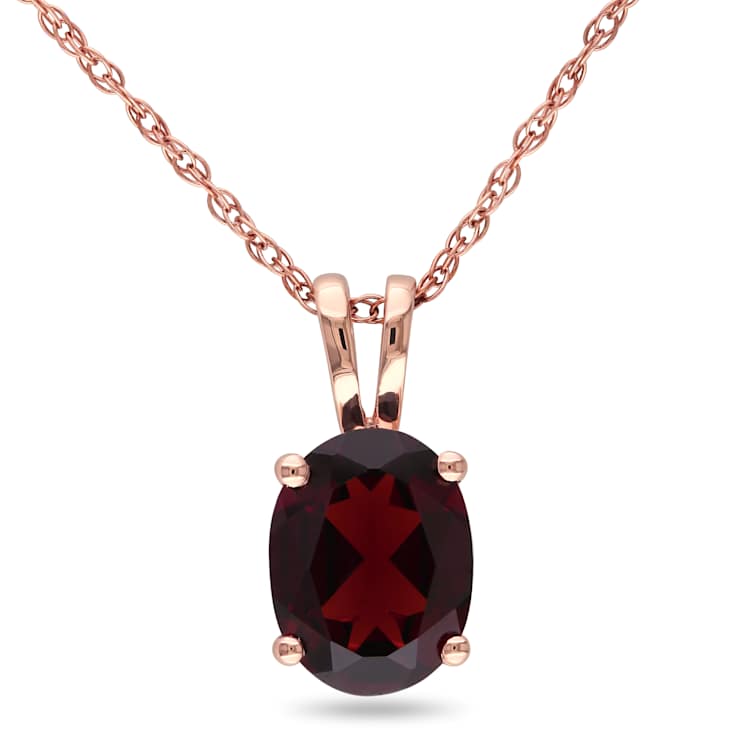 Garnet 10K Rose Gold Pendant With Chain 1.40ctw