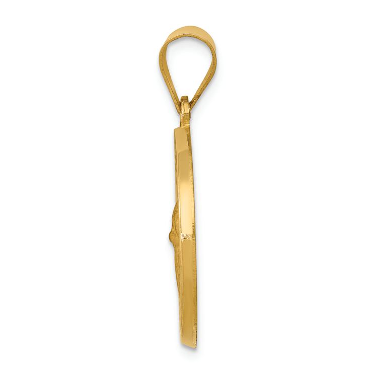 14k Yellow Gold Polished and Satin Saint Gerard Medal Pendant
