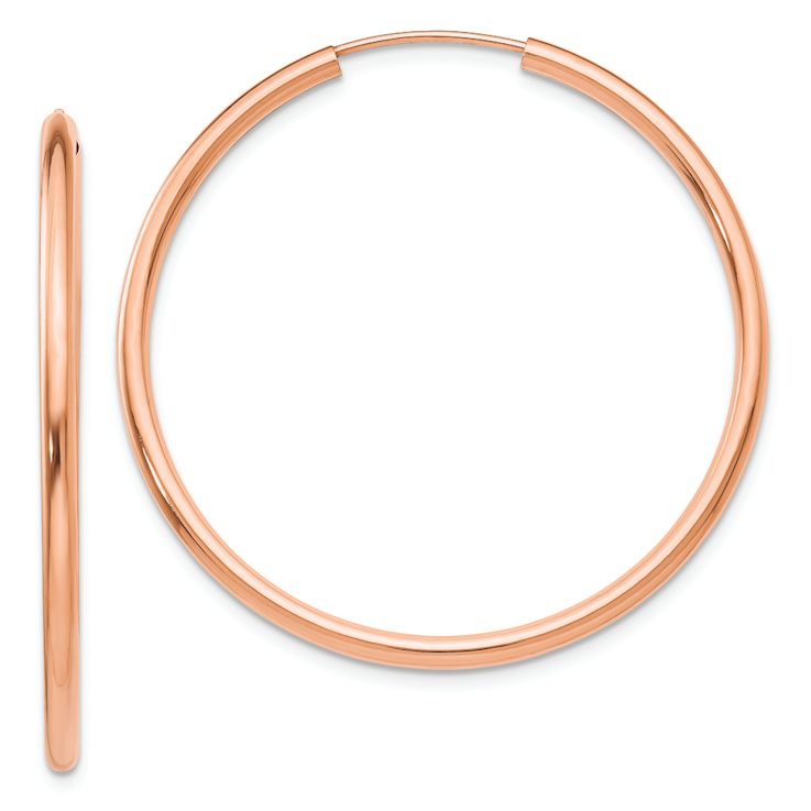 14k Rose Gold Polished 1 9/16" Endless Hoop Earrings