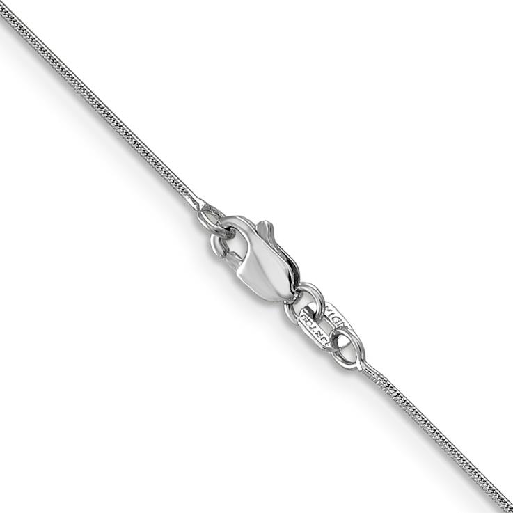 Rhodium Over 14k White Gold 0.8mm Solid Round Snake 14 Inch Chain
