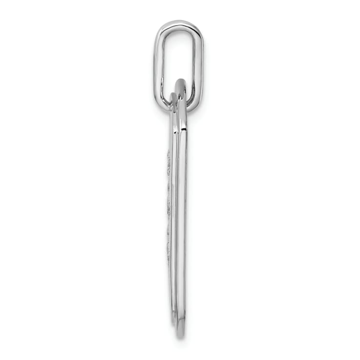 Rhodium Over 14k White Gold Diamond Initial E Dog Tag Charm