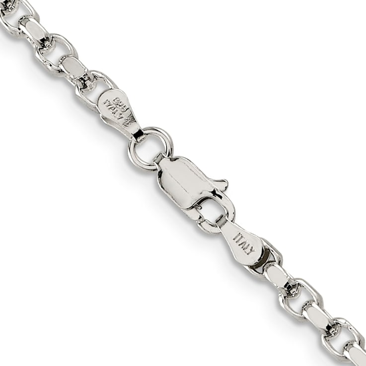 Sterling Silver 3.5mm Diamond-cut Rolo Chain Bracelet