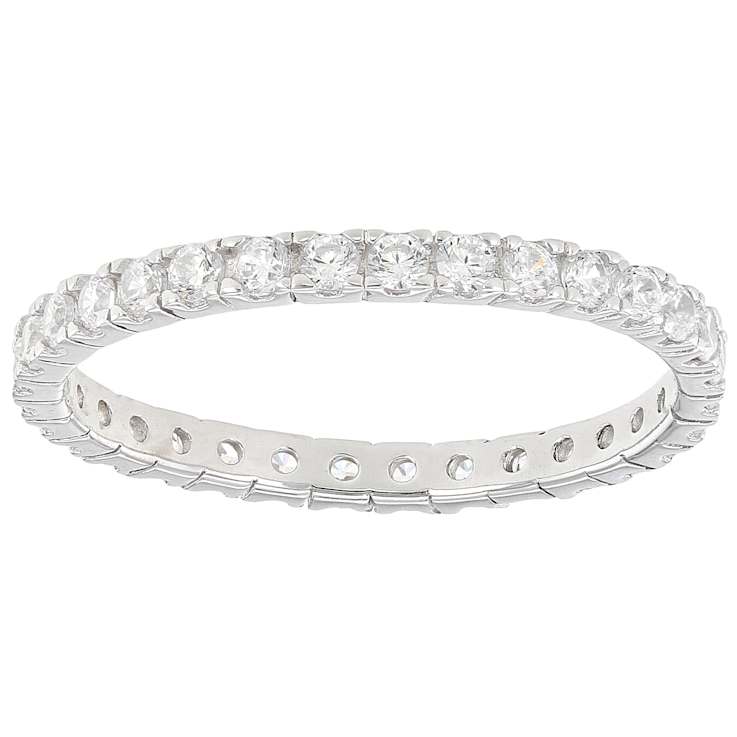 CZ Eternity Band Ring Set of 5 in Rhodium Over Sterling Silver