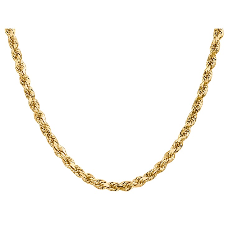 14k Yellow Gold 4.5mm Diamond Cut Rope Chain 30 Inches