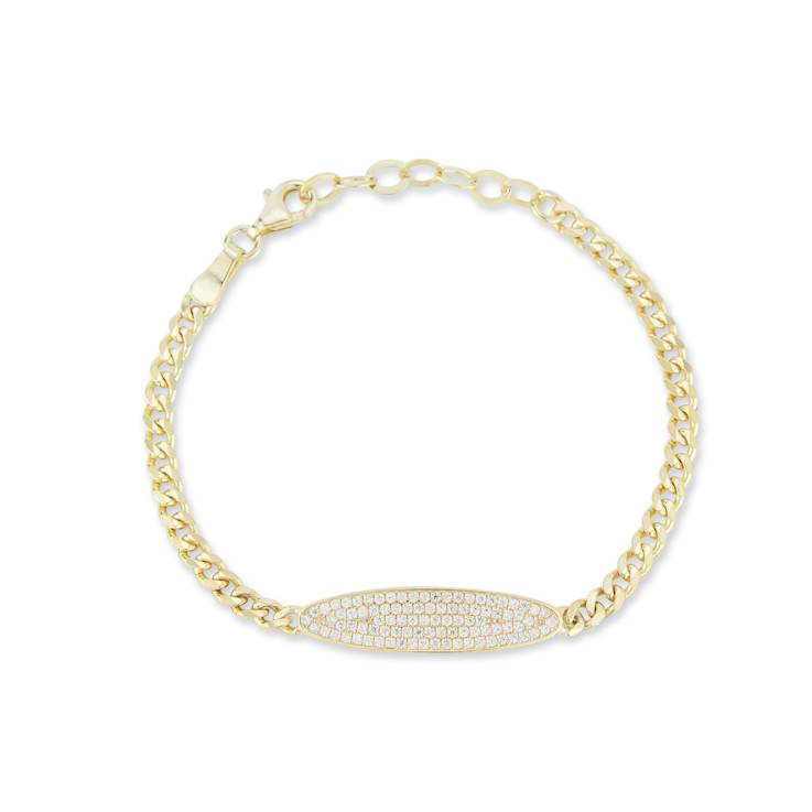 Sterling Statements 14K Yellow Gold Over Sterling Silver Pave ID Bar
Curb Chain Bracelet