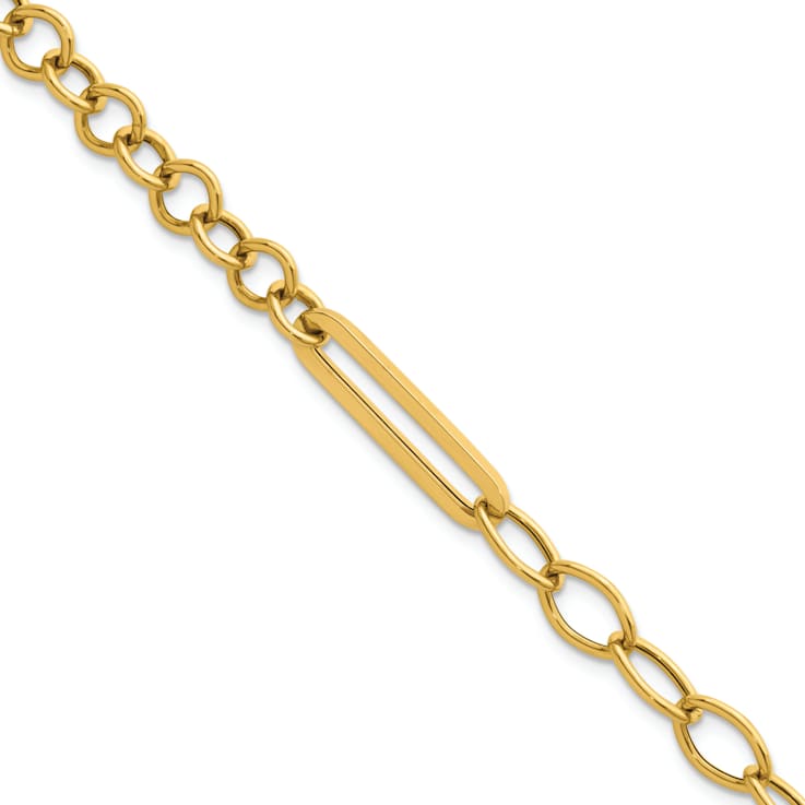 14K Yellow Gold Fancy Link 8 Inch Toggle Bracelet