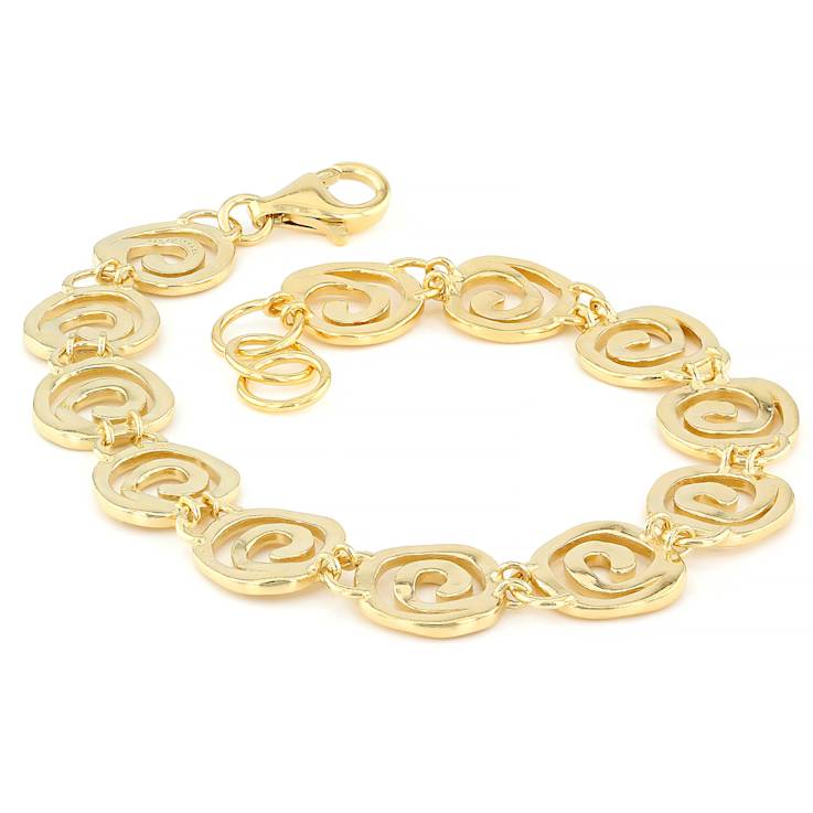 Spiral Station Bracelet In 14K Gold Over Sterling Silver