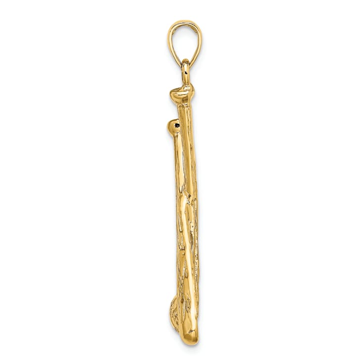 14k Yellow Gold 2D Textured Baseball Bats and Ball Charm