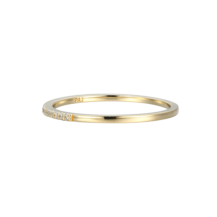 White Cubic Zirconia 18k Yellow Gold Over Sterling Silver Ring 0.05ctw