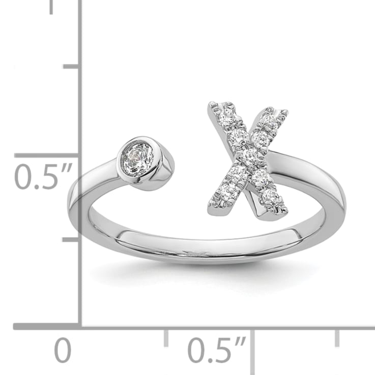 Rhodium Over 14K White Gold Lab Grown Diamond VS/SI GH, Initial X
Adjustable Ring