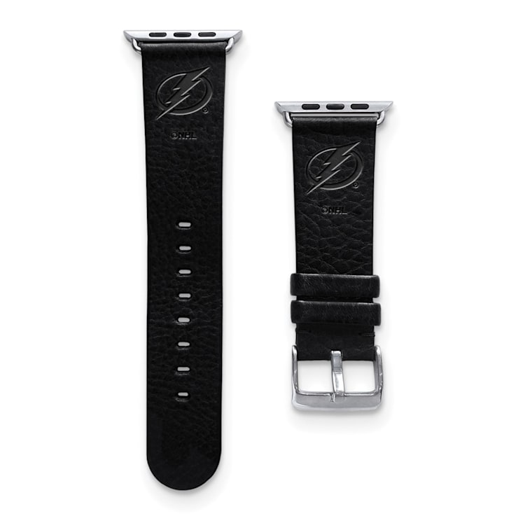 Gametime NHL Tampa Bay Lightning Black Leather Apple Watch Band (42/44mm
S/M). Watch not included.