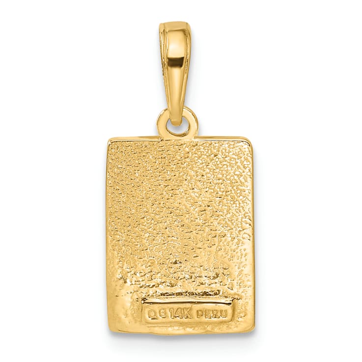 14k Yellow Gold Textured Mile 0 Key West Mile Marker Pendant