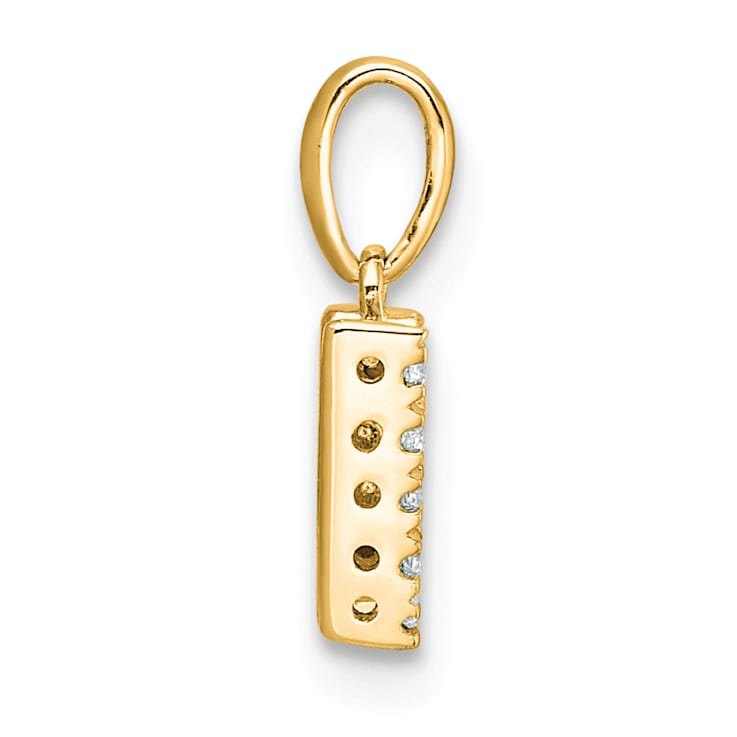 14K Yellow Gold Diamond Letter W Initial with Bail Pendant