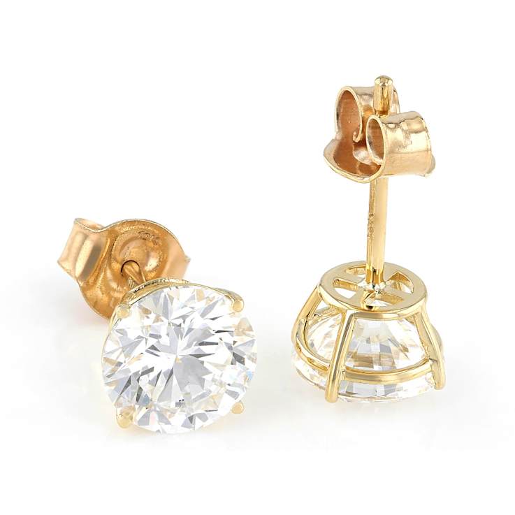 Timeless Lab-Grown Diamond Solitaire Stud Earrings 3ctw In 10K Gold